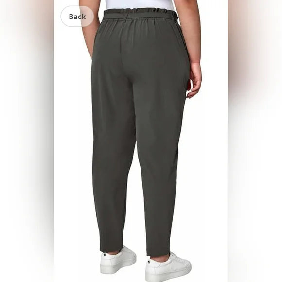 Modern Ambition Pants OLIVE Tie-Front Tapered Leg Pockets Elastic Waist Sz 2XL - Picture 2 of 16